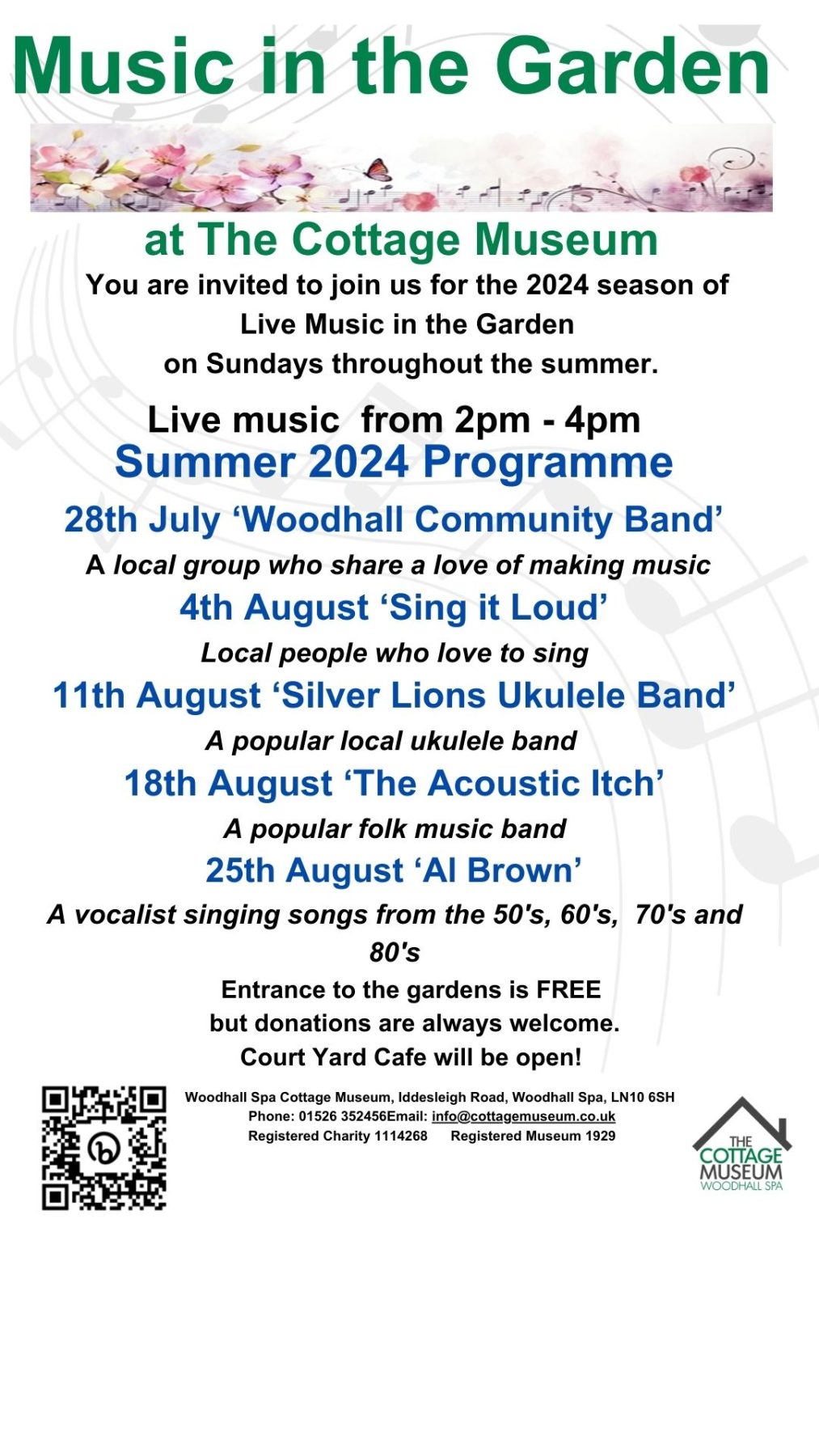 Come and join us For Music in the Garden 2024,