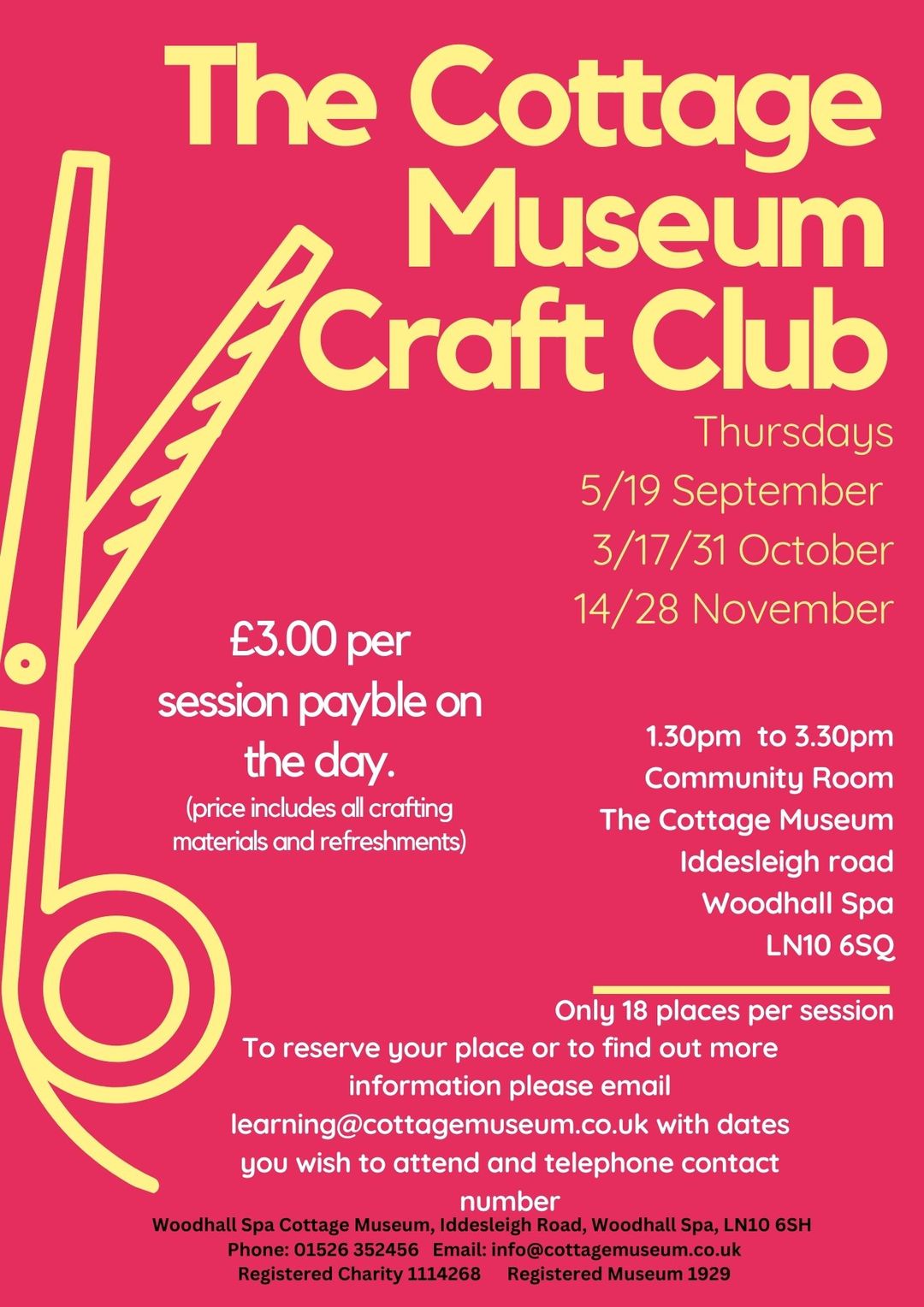 We still have places available for our crafts sessions. You